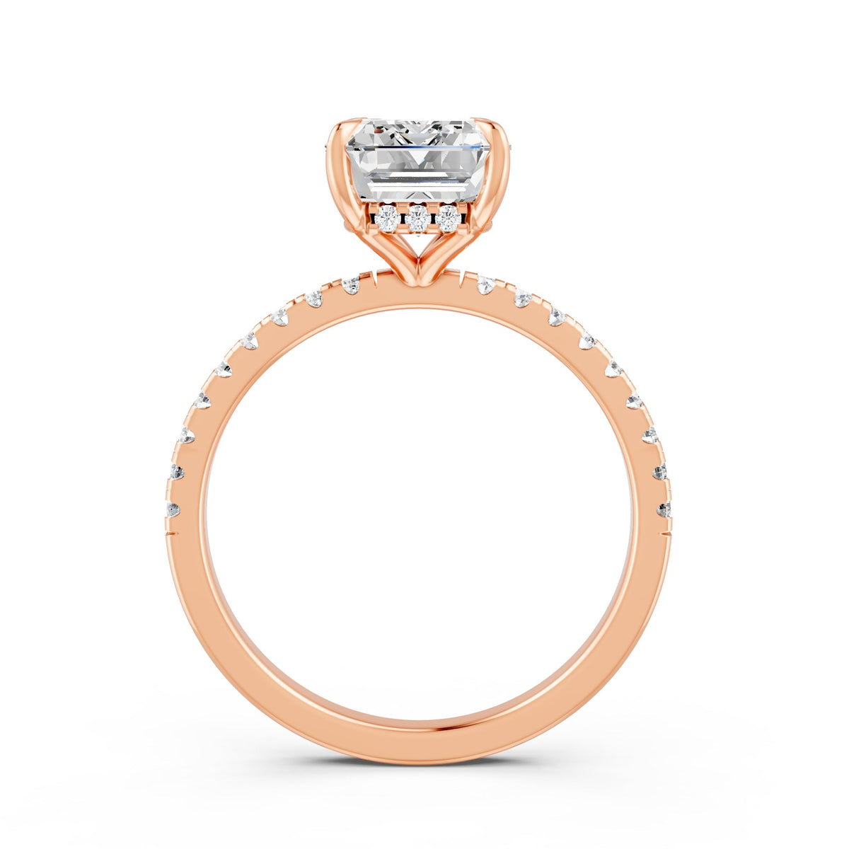 2.80Ct Emerald & Round Cut Moissanite Engagement Ring 14K Gold Plated