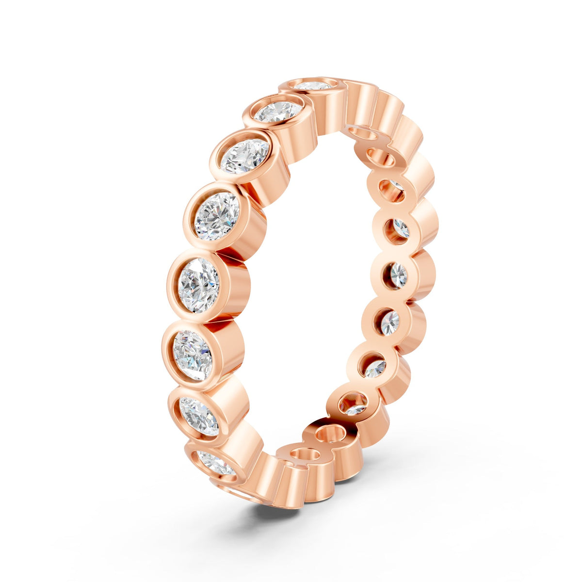 1.14Ct Round Cut Moissanite Bezel Set Full Eternity Band Ring 14K Gold Plated