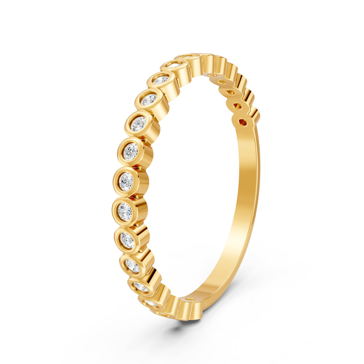 0.17Ct Round Cut Moissanite Bezel Set Half Eternity Band Ring 14K Gold Ring