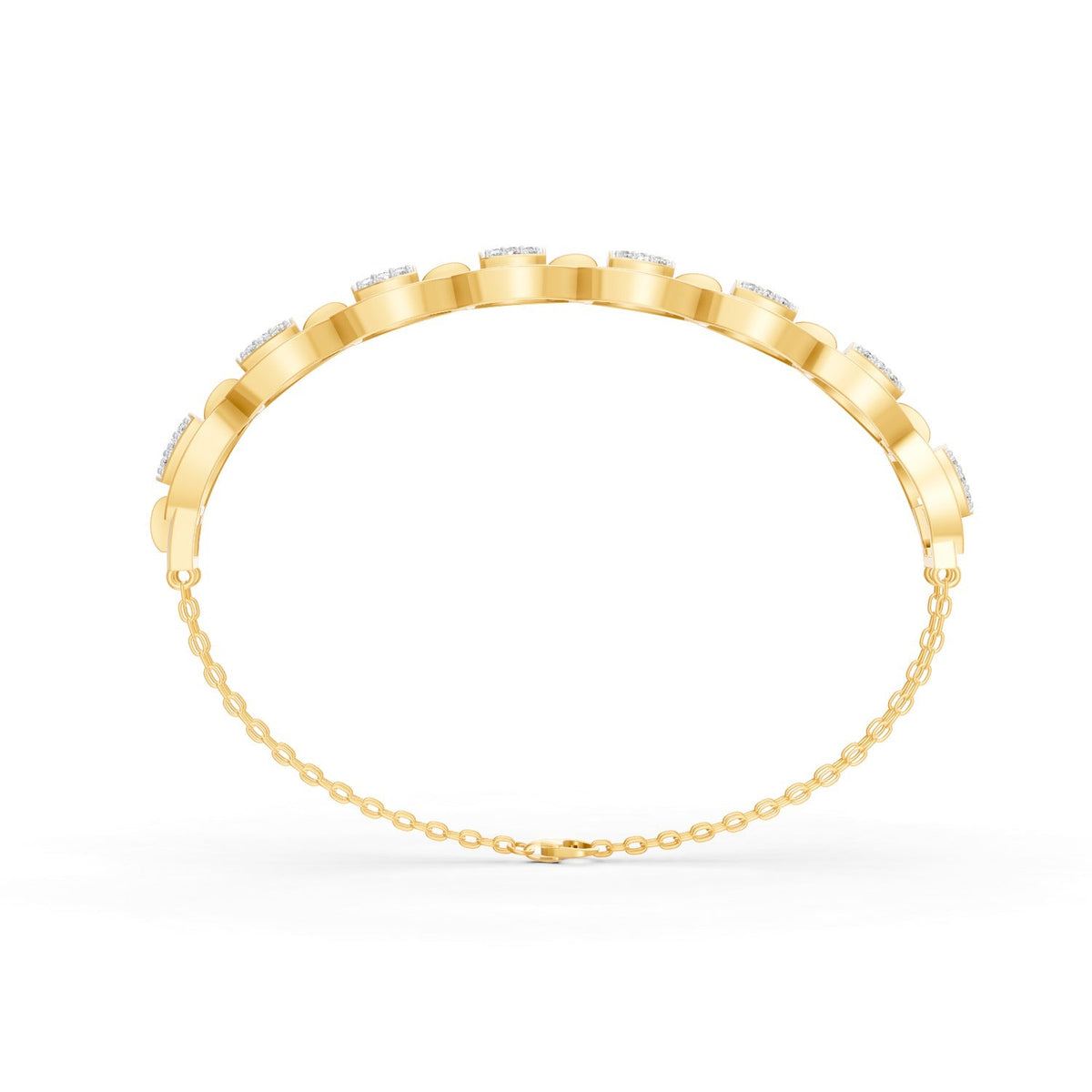 0.84 Ct Round Cut Moissanite Geometric Cluster Link Bracelet 14K Yellow Gold Plated