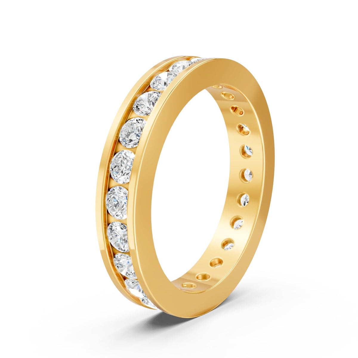 1.38Ct Round Cut Moissanite Channel Set Full Eternity Band Ring 14K Gold Plated