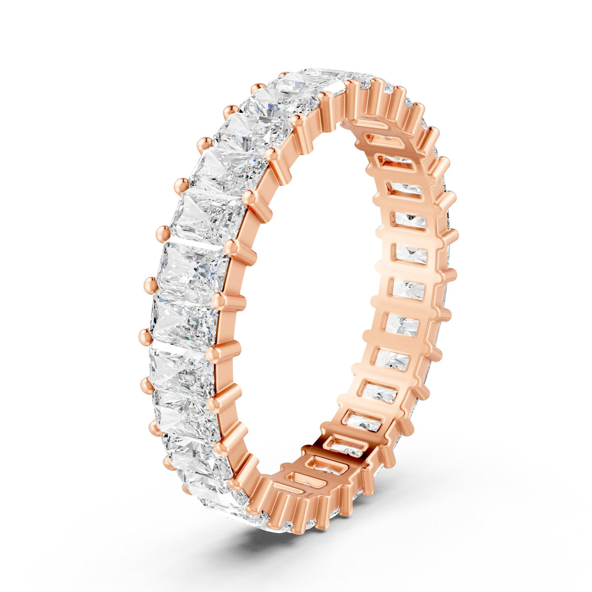 3.08 Ct Emerald Cut Moissanite Full Eternity Band Ring 14K Gold Plated