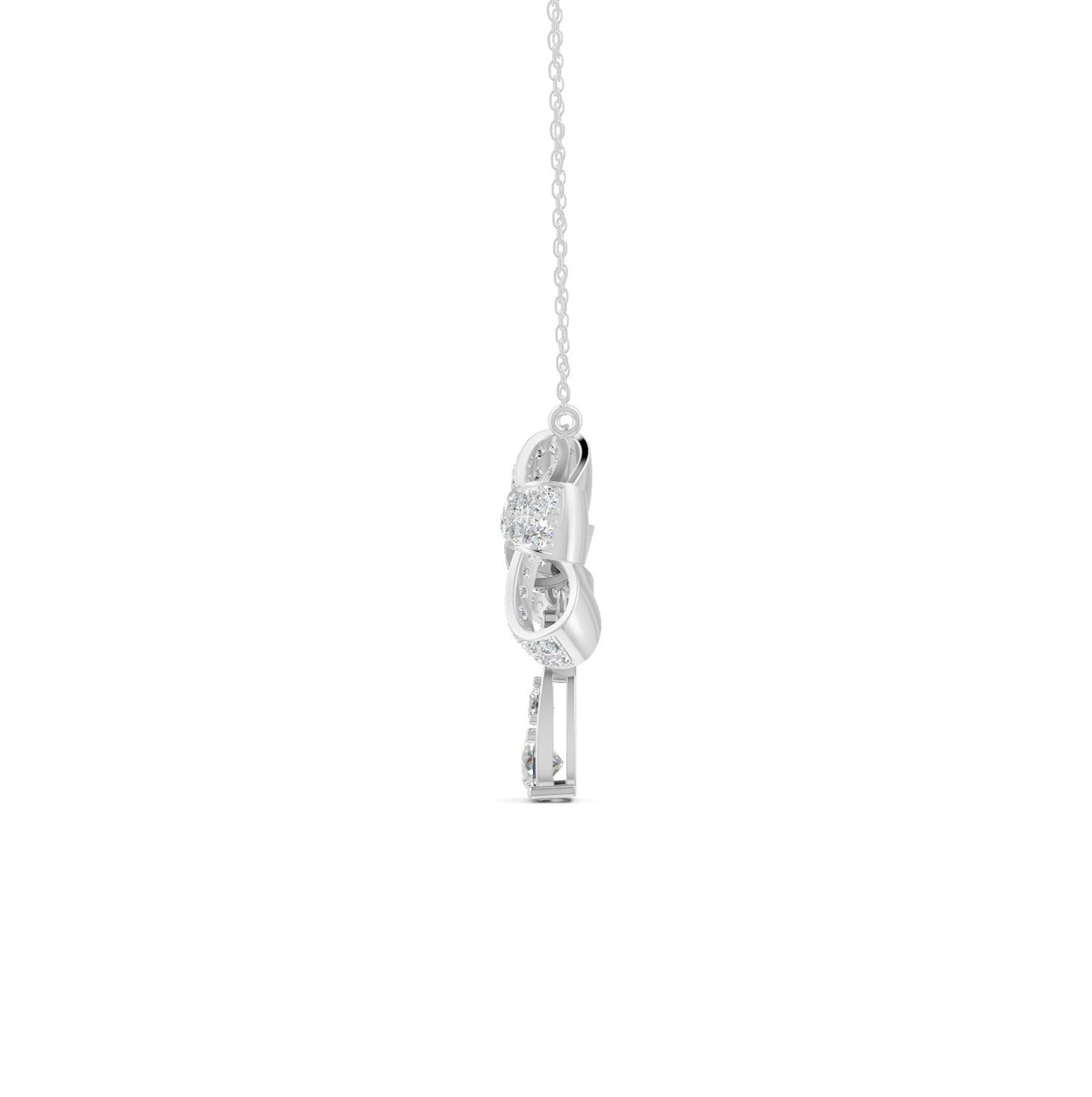 1.69 Ct Round Cut Moissanite Bow Pendant Necklace In 14K Yellow Gold Pllated