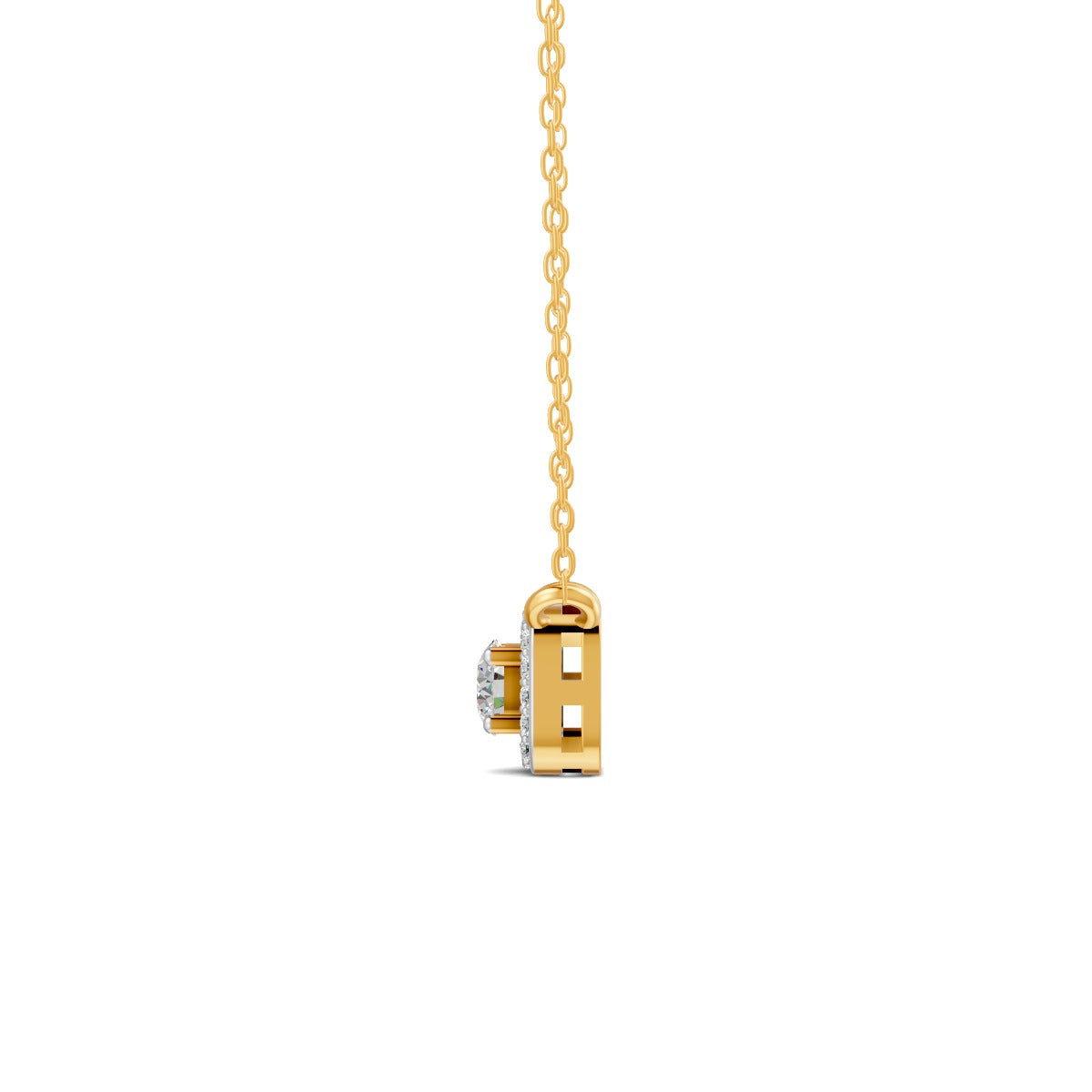 0.30 Ct Round Cut Moissanite Women's Halo Necklace Pendant 14K Gold Plated
