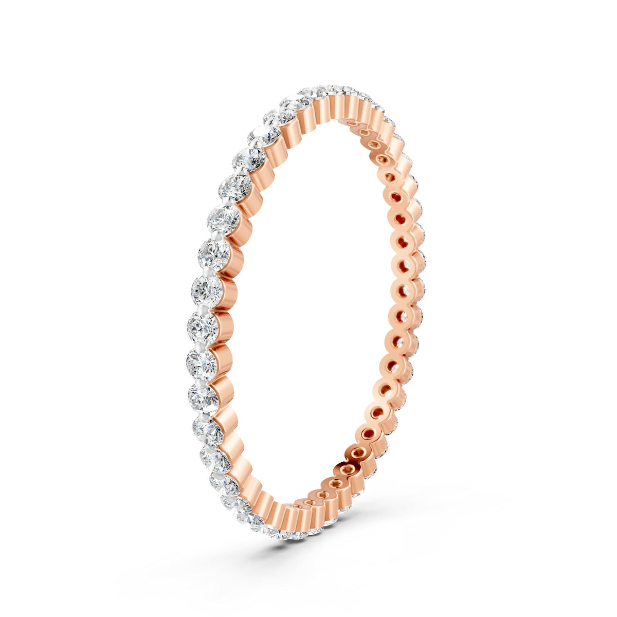 Round Cut Moissanite Full Eternity Band Ring 14K Gold Plated