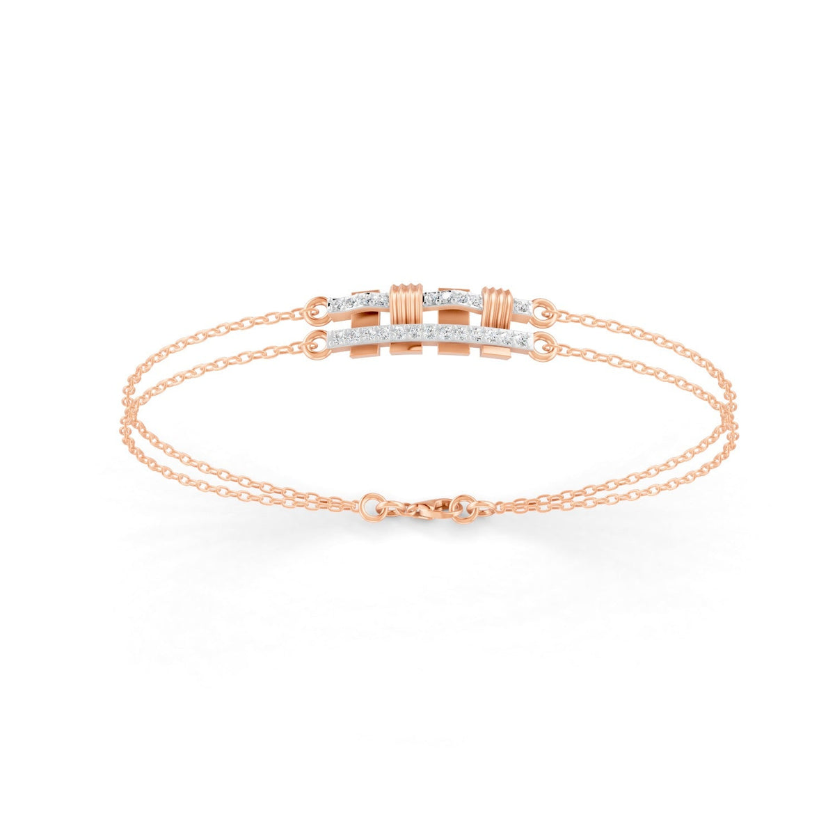 0.27 Ct Round Cut Moissanite Minimalist Bar Chain Bracelet 14K Yellow Gold Plated