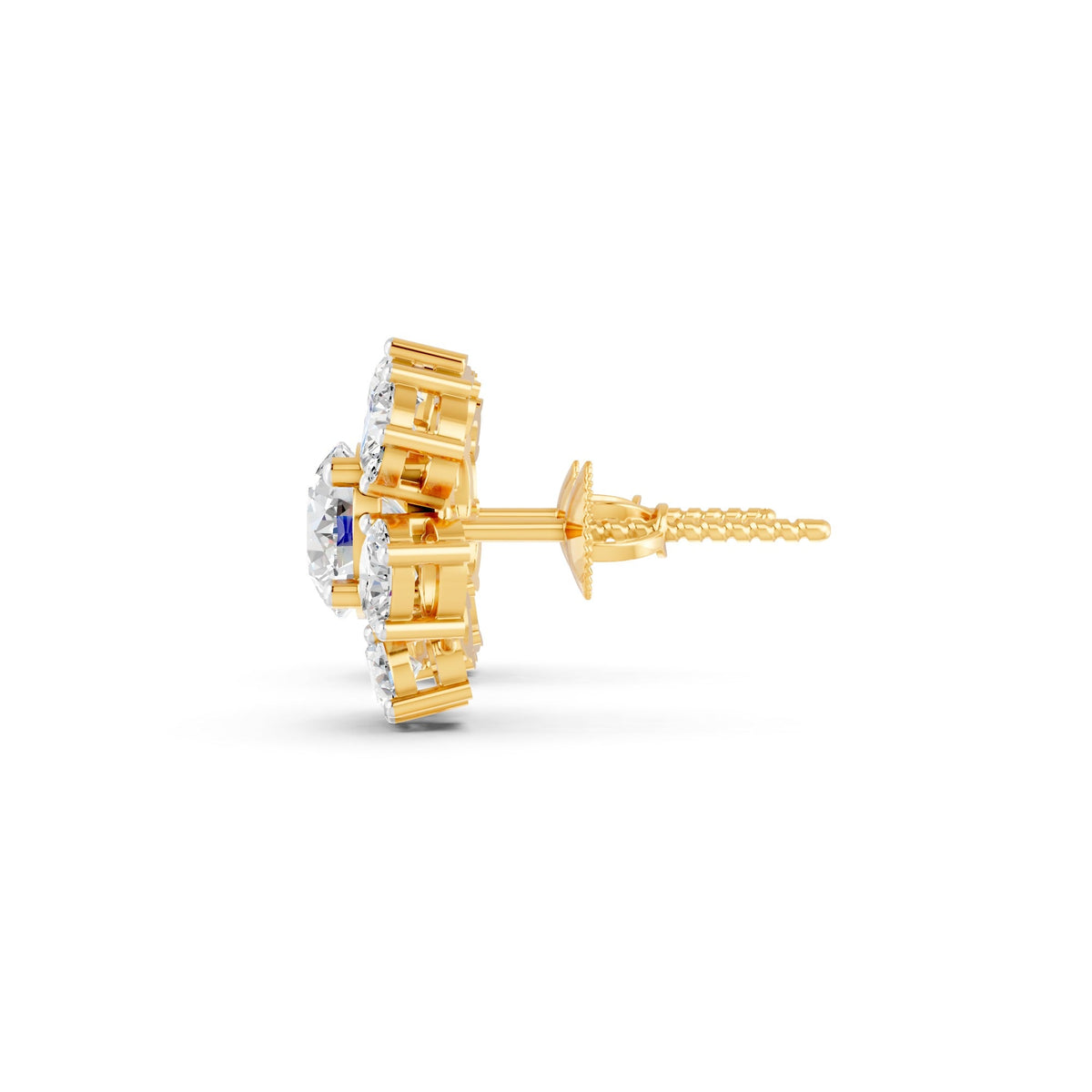 8.45Ct Rund & Oval Cut Moissanite Flower Stud Earrings 14K Gold Plated