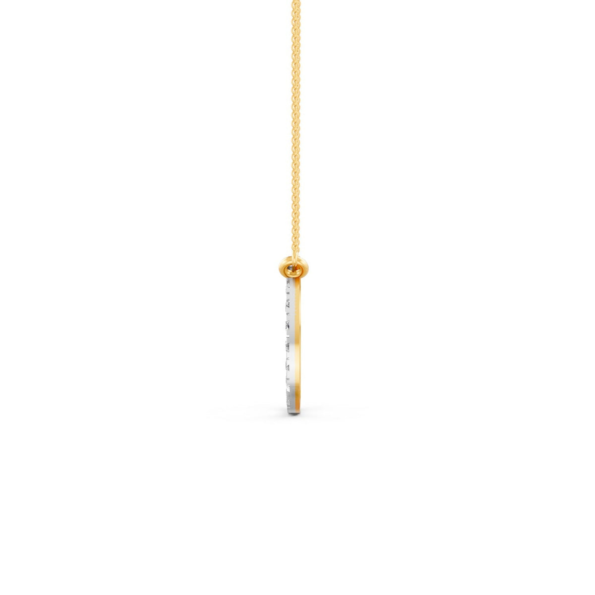 0.34Ct Round Cut Moissanite Circle Pendant Necklace 14K Yellow Gold Plated