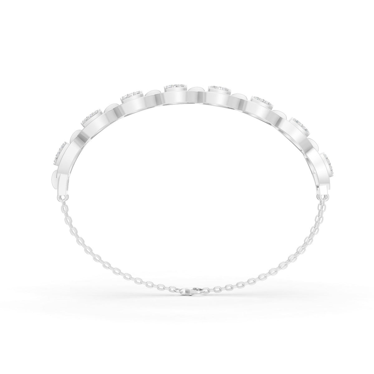 0.84 Ct Round Cut Moissanite Geometric Cluster Link Bracelet 14K Yellow Gold Plated