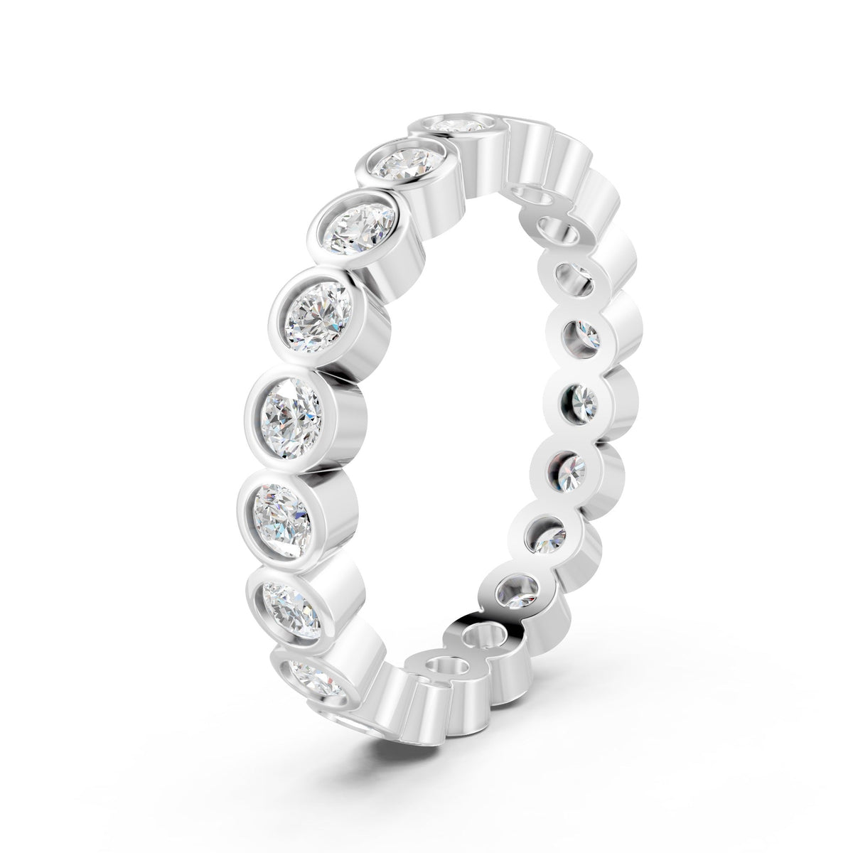 1.14Ct Round Cut Moissanite Bezel Set Full Eternity Band Ring 14K Gold Plated