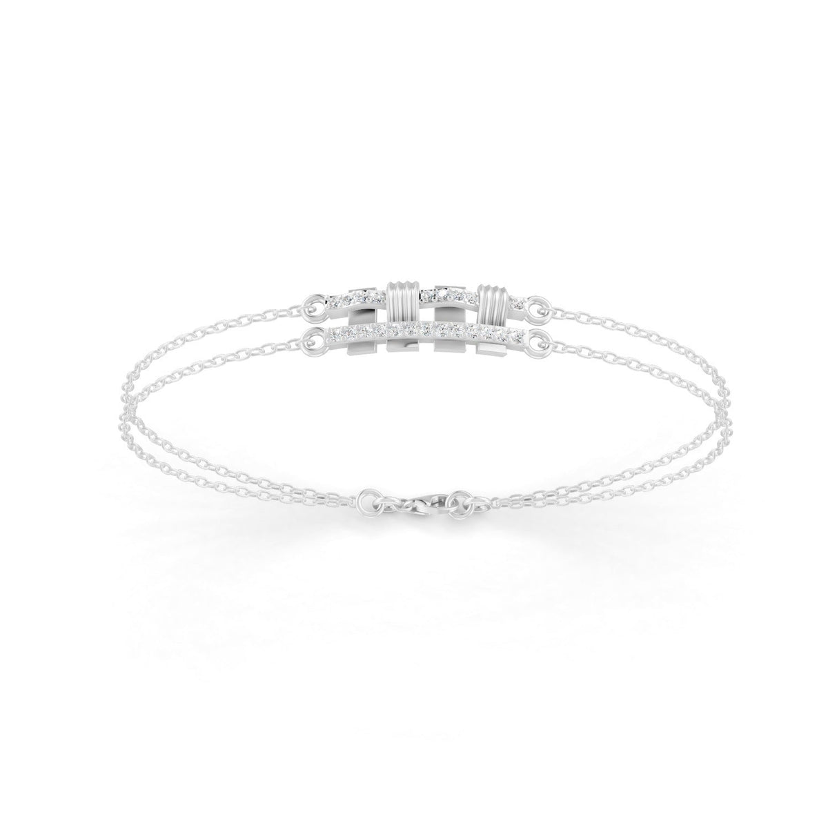 0.27 Ct Round Cut Moissanite Minimalist Bar Chain Bracelet 14K Yellow Gold Plated
