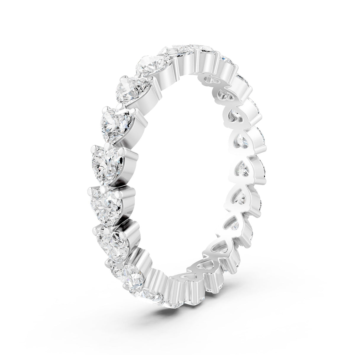 1.90 Ct Heart Cut Moissanite Full Eternity Band Ring In 14K Gold Plated