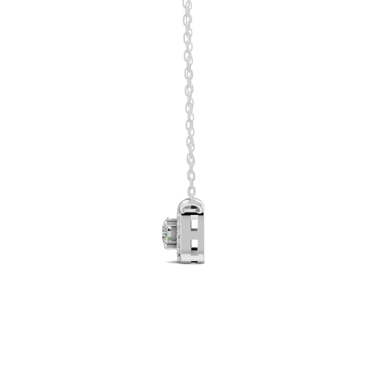 0.30 Ct Round Cut Moissanite Women's Halo Necklace Pendant 14K Gold Plated