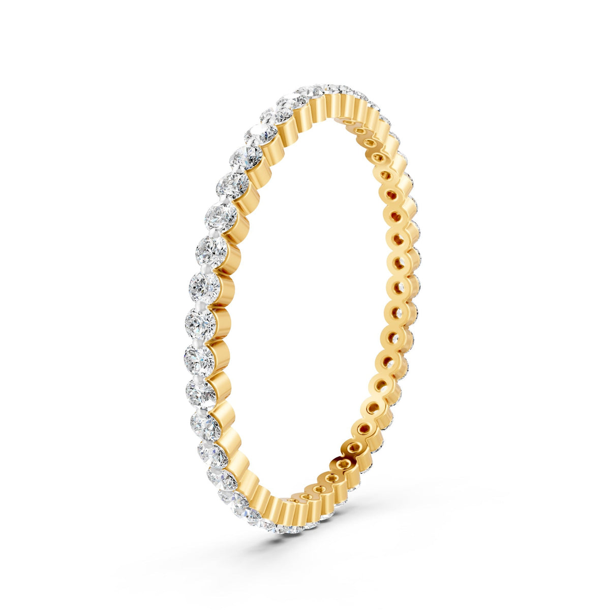 Round Cut Moissanite Full Eternity Band Ring 14K Gold Plated