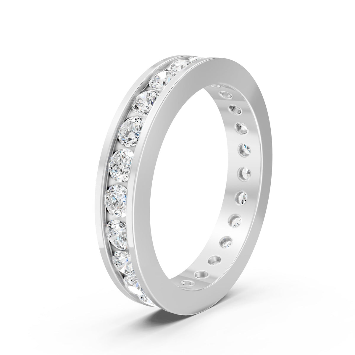 1.38Ct Round Cut Moissanite Channel Set Full Eternity Band Ring 14K Gold Plated