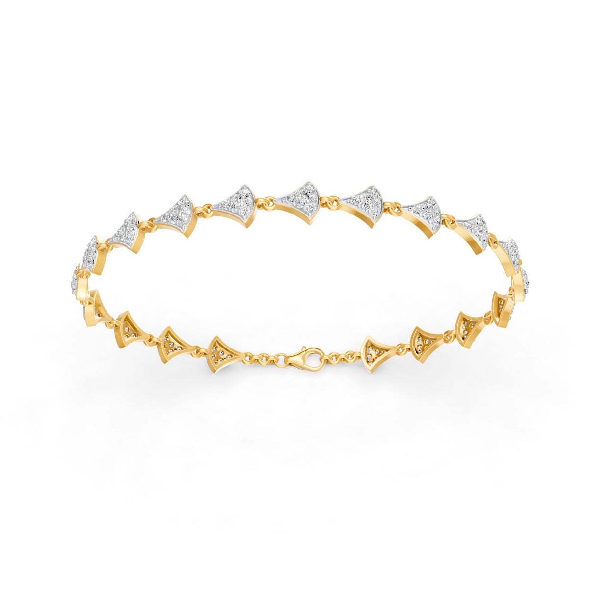 1.06 Ct Round Cut Moissanite Cluster Link Bracelet 14K Yellow Gold Plated