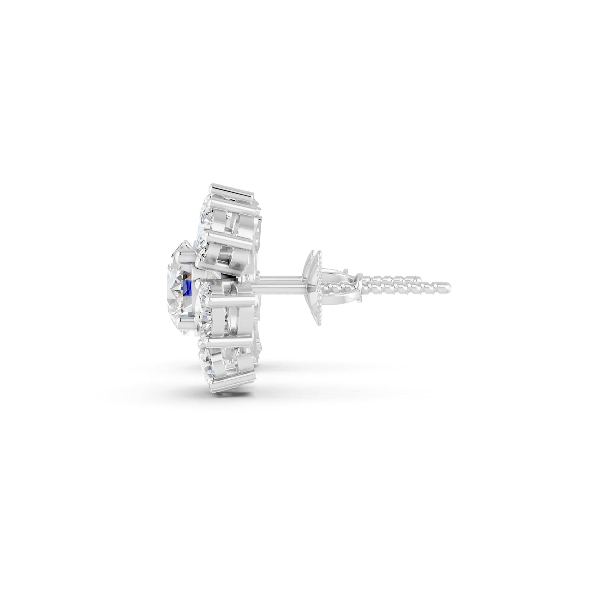 8.45Ct Rund & Oval Cut Moissanite Flower Stud Earrings 14K Gold Plated