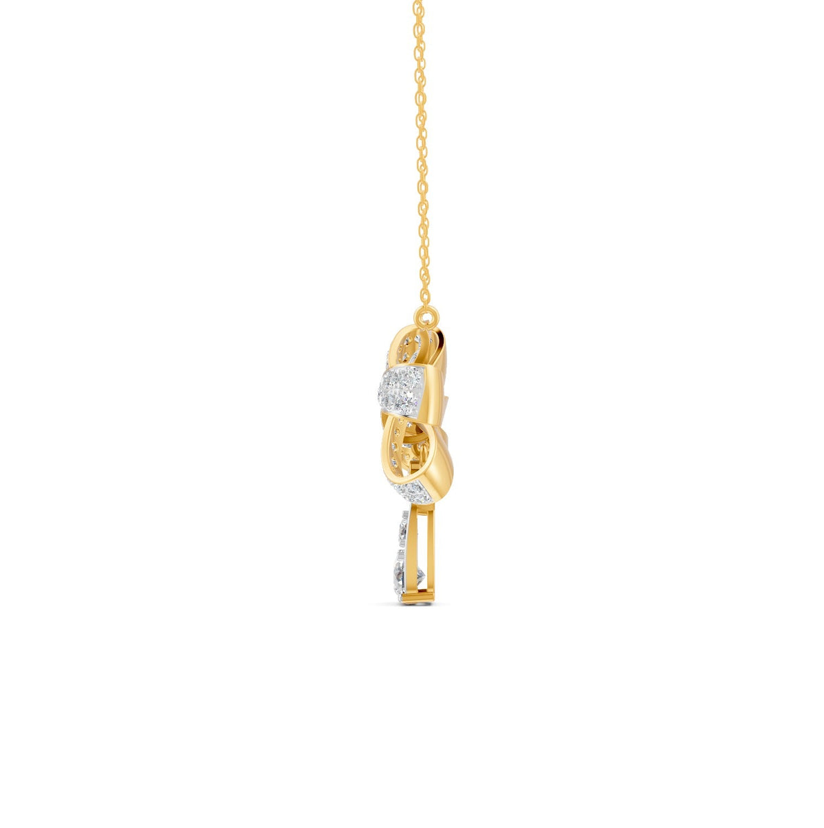 1.69 Ct Round Cut Moissanite Bow Pendant Necklace In 14K Yellow Gold Pllated