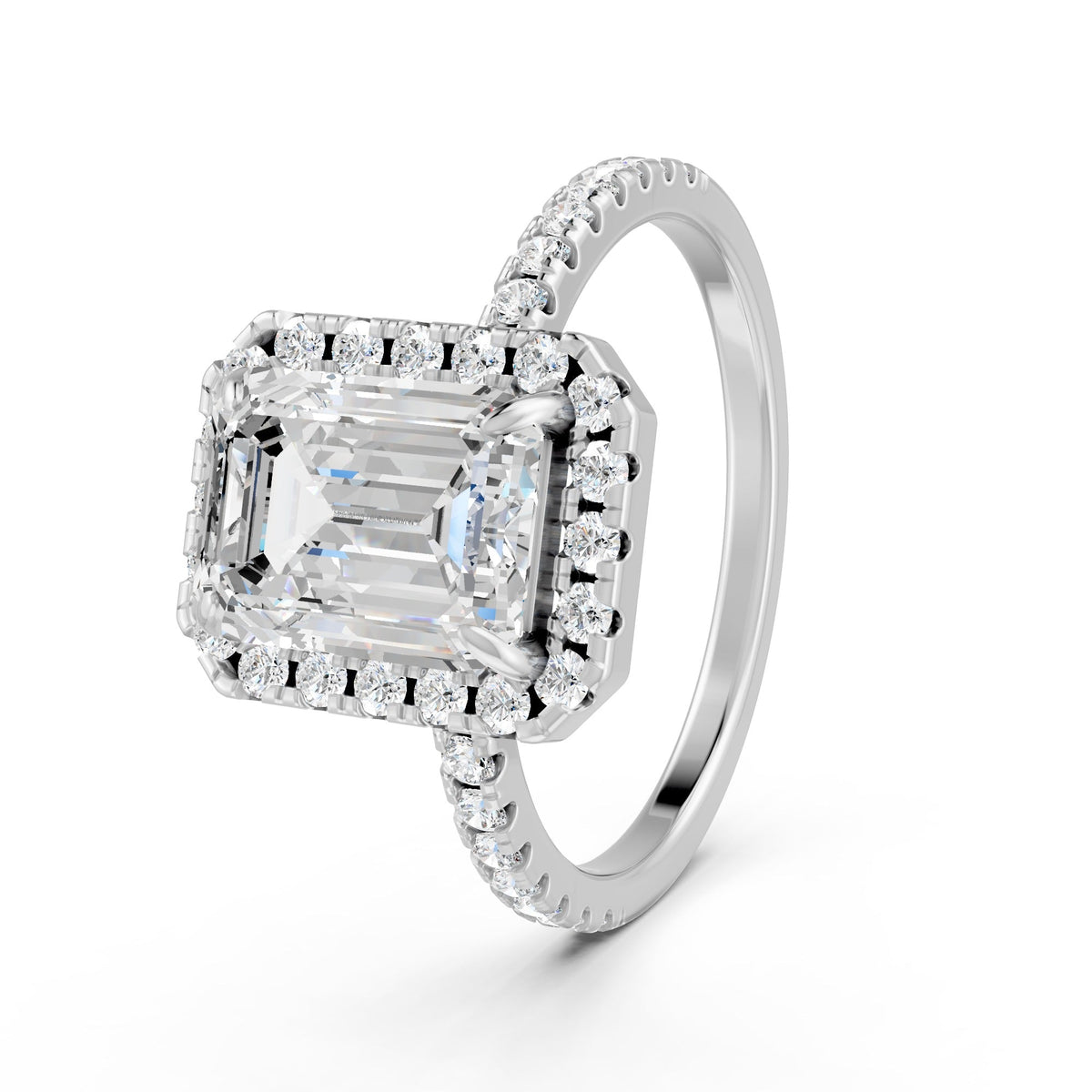 2Ct Emerald Cut Moissanite Engagement Ring 14K Gold Plated