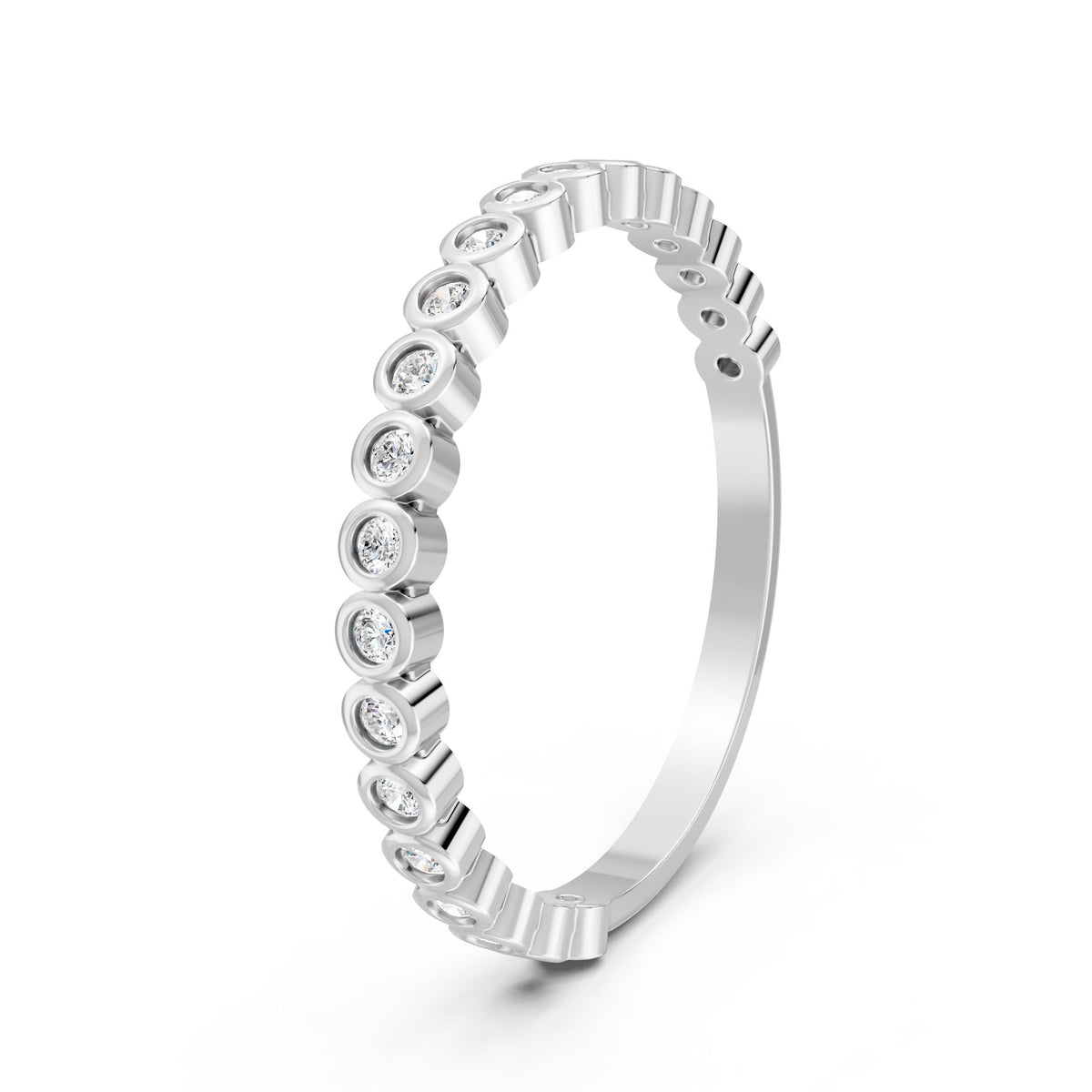 0.17Ct Round Cut Moissanite Bezel Set Half Eternity Band Ring 14K Gold Ring