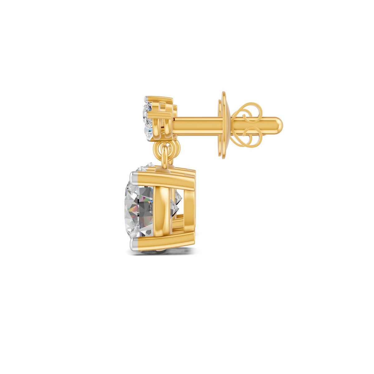 2.02 Ct Round Cut Moissanite Floral Drop Earrings 14K Yellow Gold Plated