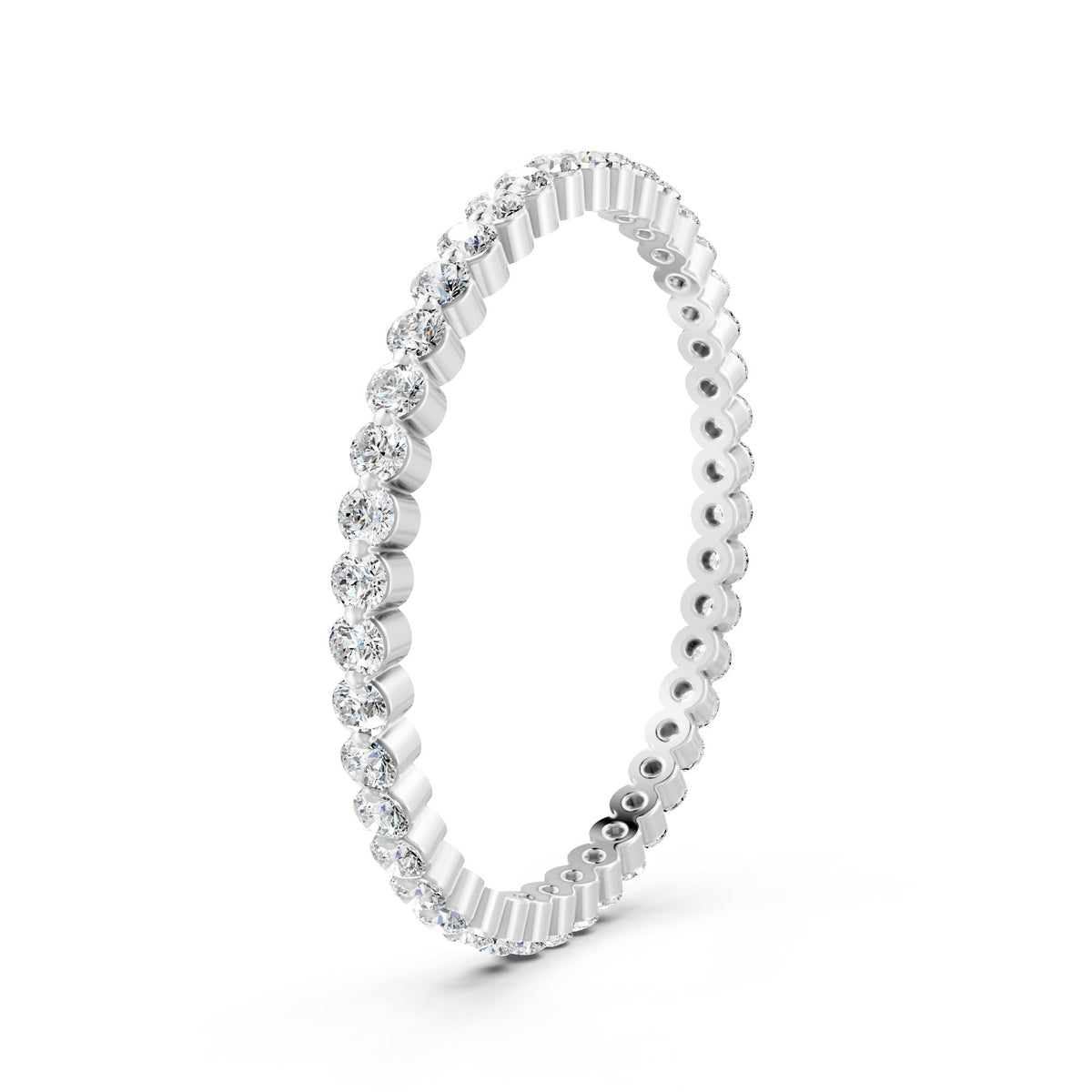 Round Cut Moissanite Full Eternity Band Ring 14K Gold Plated