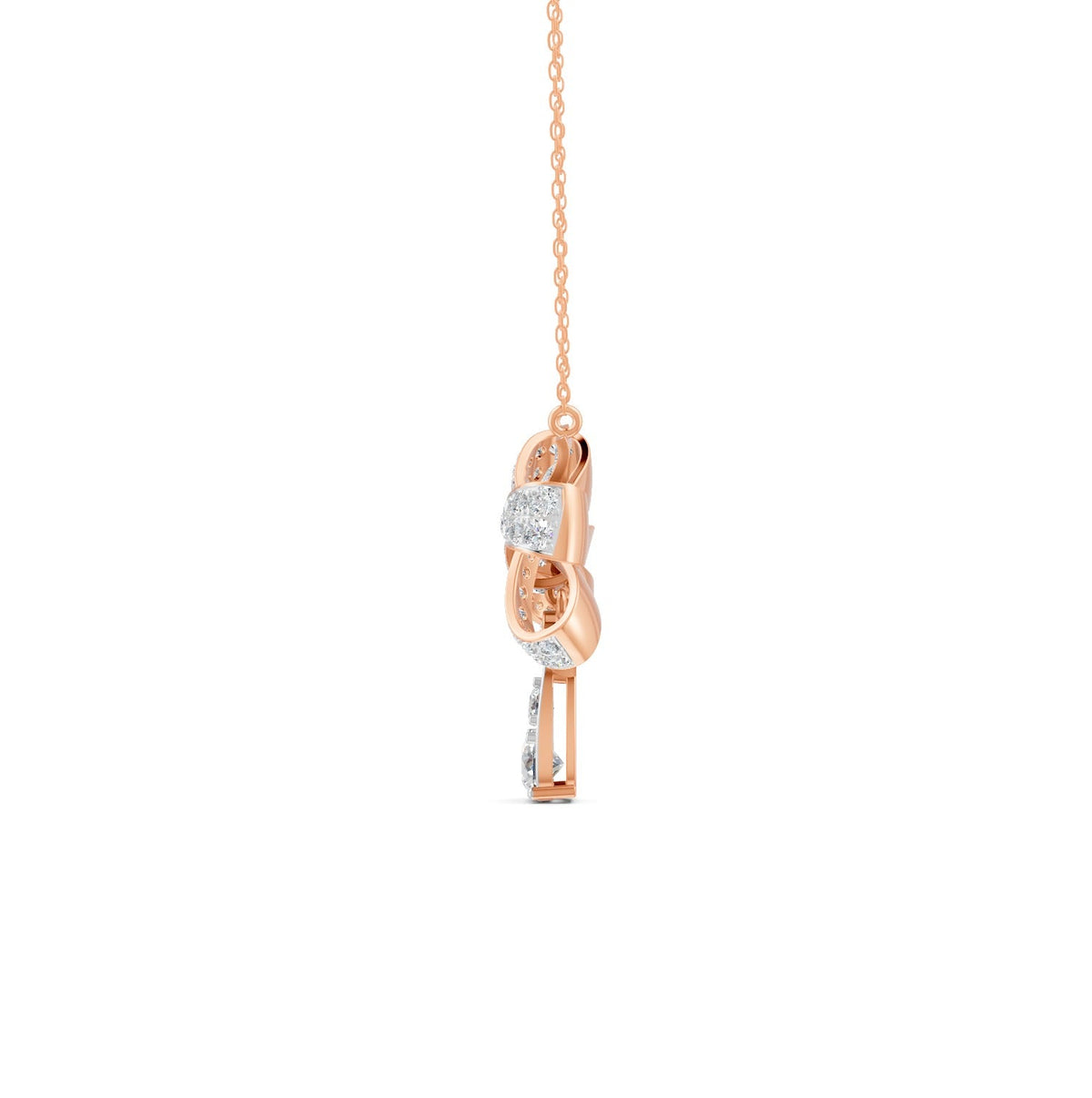1.69 Ct Round Cut Moissanite Bow Pendant Necklace In 14K Yellow Gold Pllated