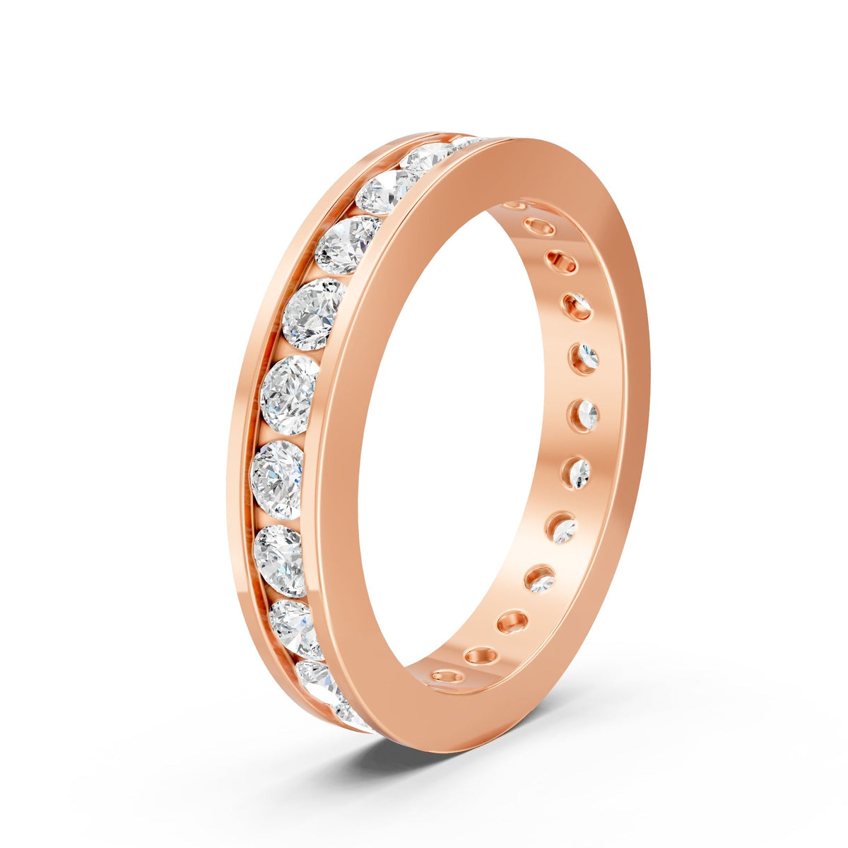 1.38Ct Round Cut Moissanite Channel Set Full Eternity Band Ring 14K Gold Plated