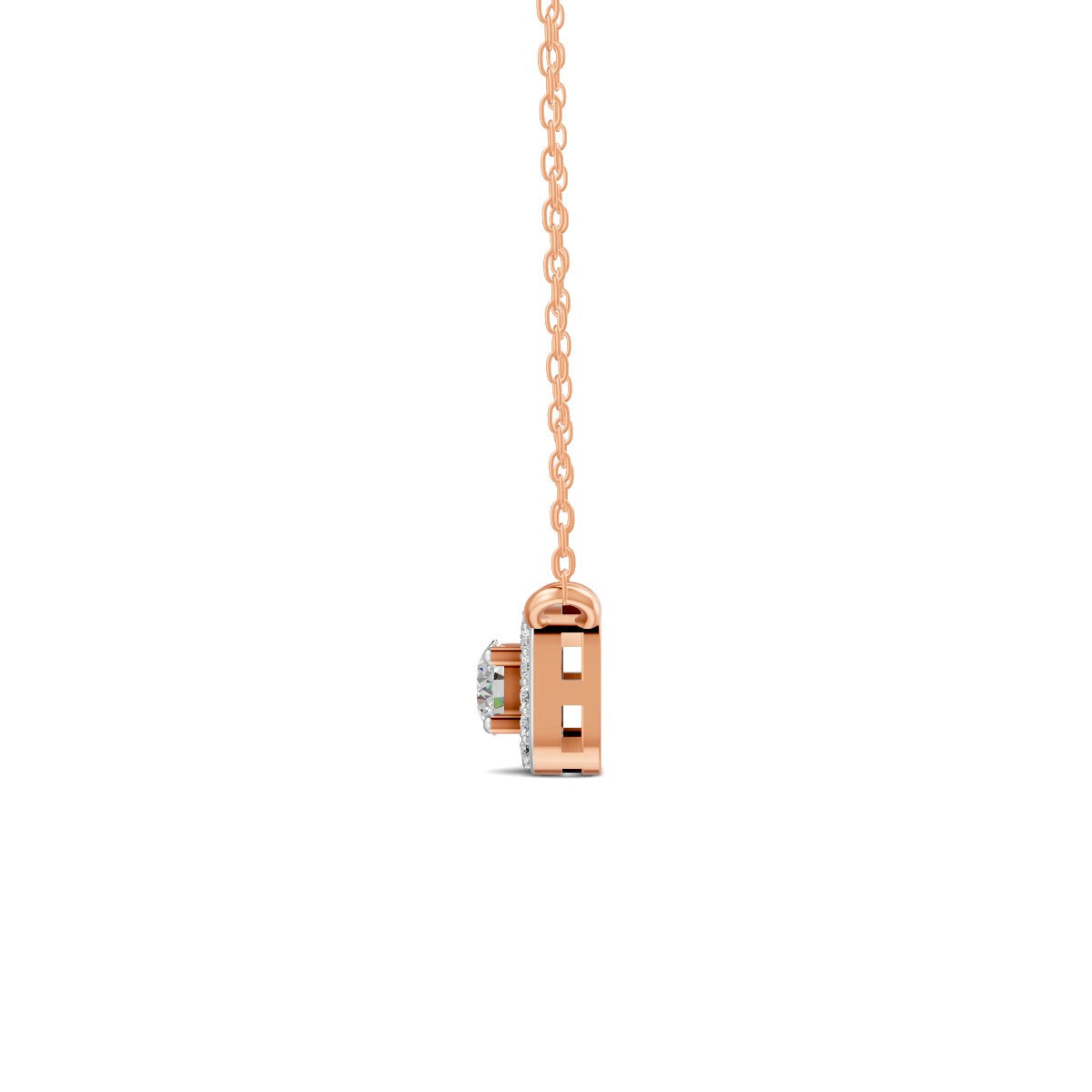 0.30 Ct Round Cut Moissanite Women's Halo Necklace Pendant 14K Gold Plated