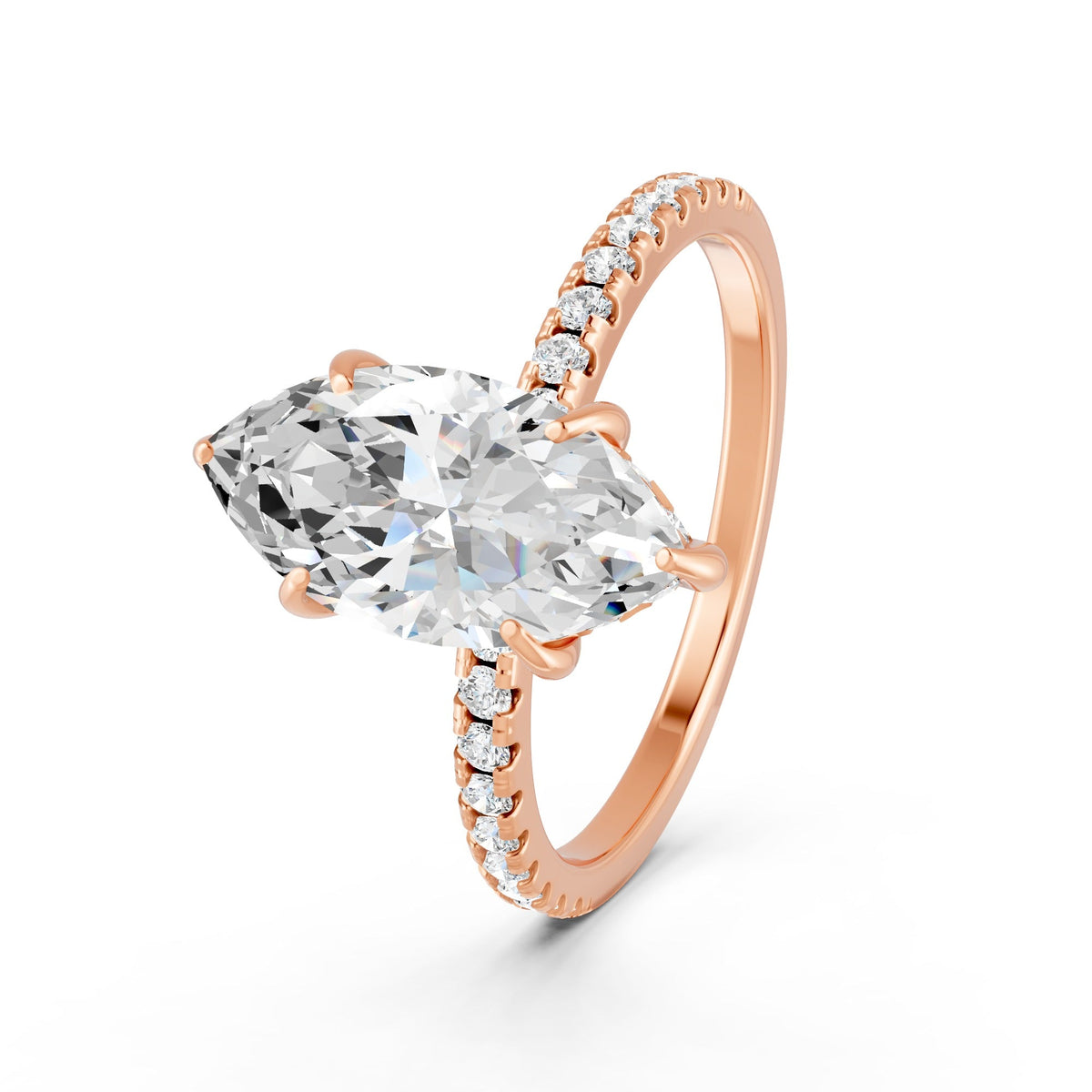 1.72Ct Marquise Cut Moissanite Hidden Halo Engegment Ring 14K Gold Plated