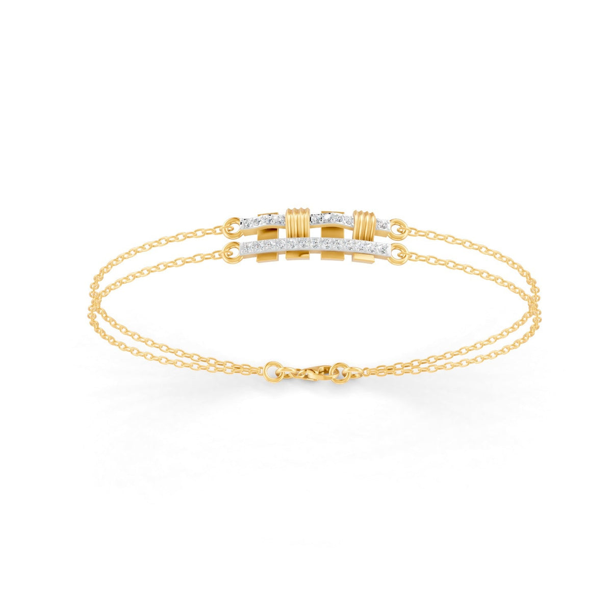 0.27 Ct Round Cut Moissanite Minimalist Bar Chain Bracelet 14K Yellow Gold Plated