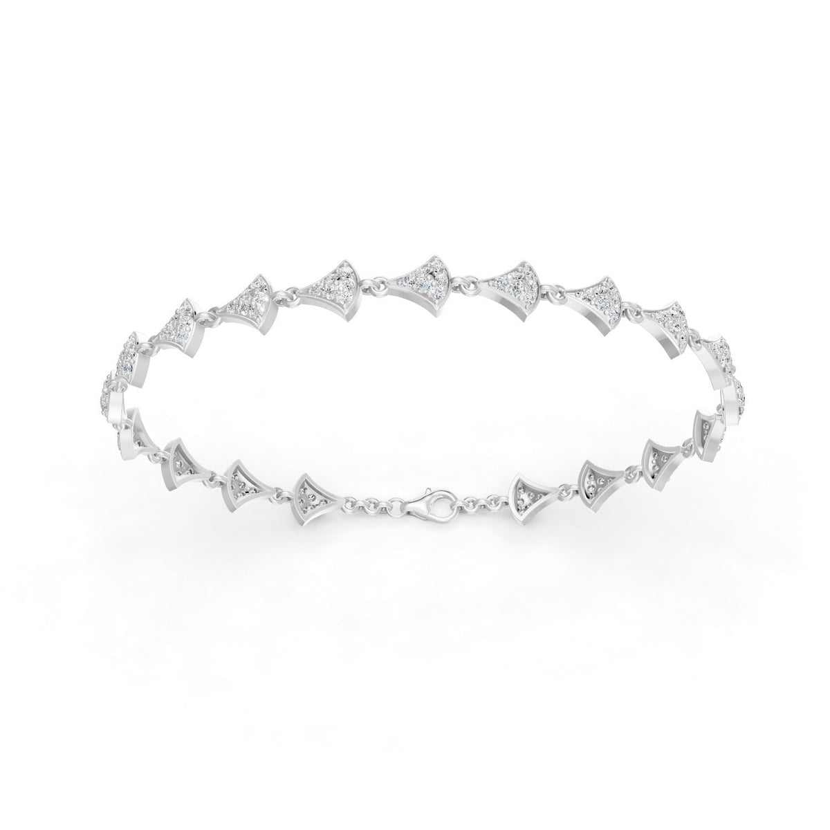 1.06 Ct Round Cut Moissanite Cluster Link Bracelet 14K Yellow Gold Plated