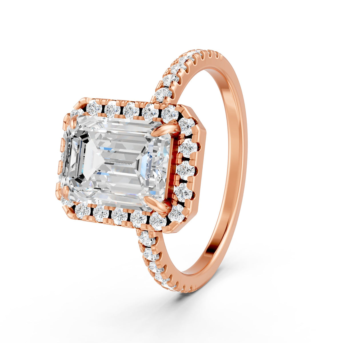 2Ct Emerald Cut Moissanite Engagement Ring 14K Gold Plated