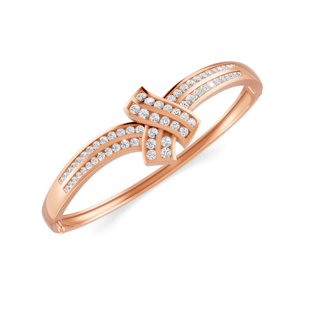 1.50 Ct Round Cut Moissanite Women's Bangle Bracelet 14K Gold Plated