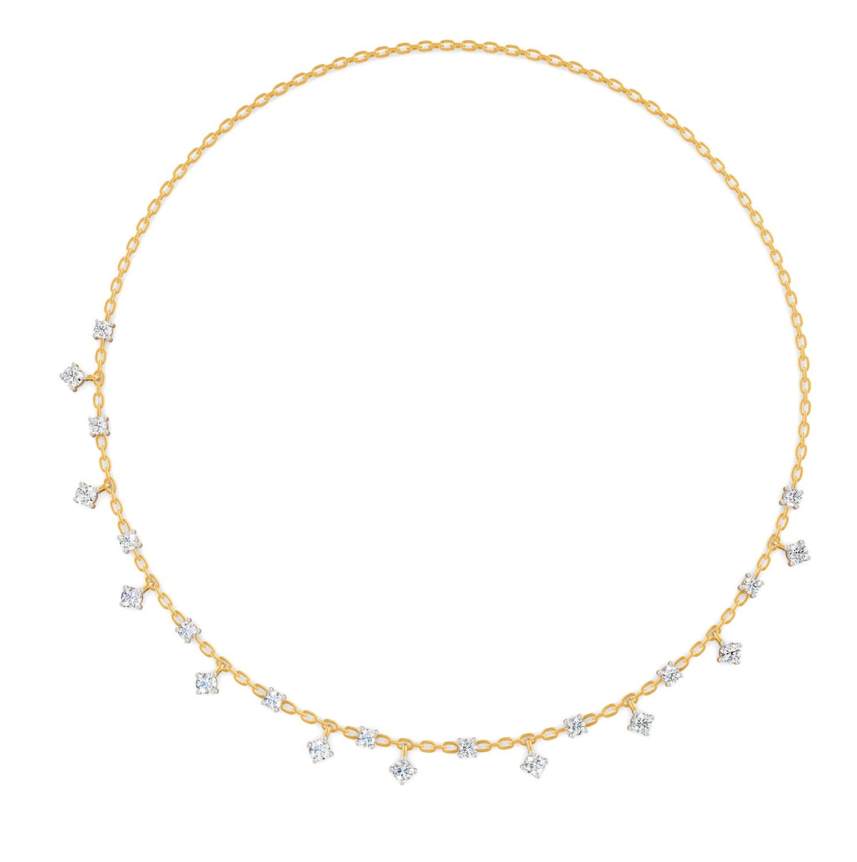 0.76 Ct Round Cut Moissanite Minimalist Chain Necklace In 14K Yellow Gold Plated