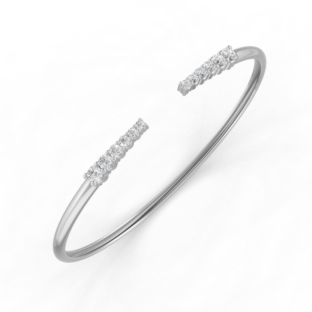 0.15 Ct Round Cut Natural Moissanite Women's Bangle Bracelets 14K Gold Plated