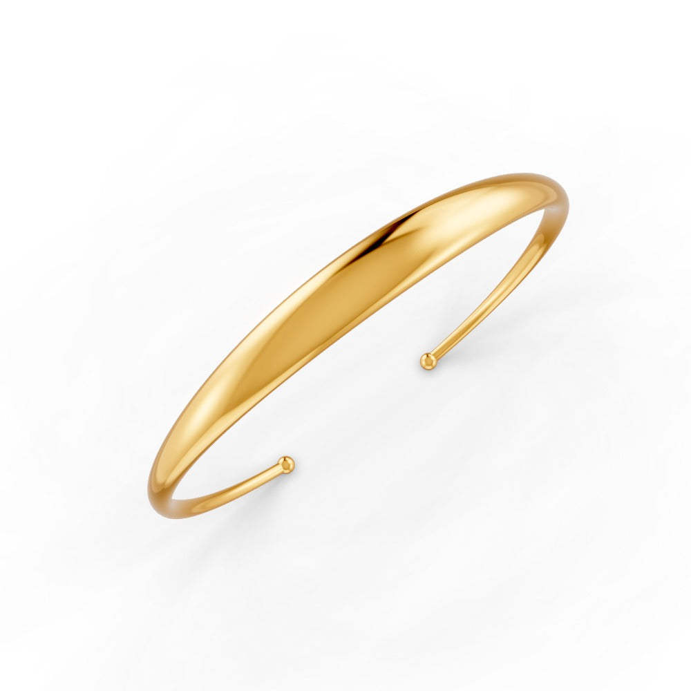 Elegant Polished Gold Cuff Bracelet for Women Sleek Minimalist Design 14K Gold Plated