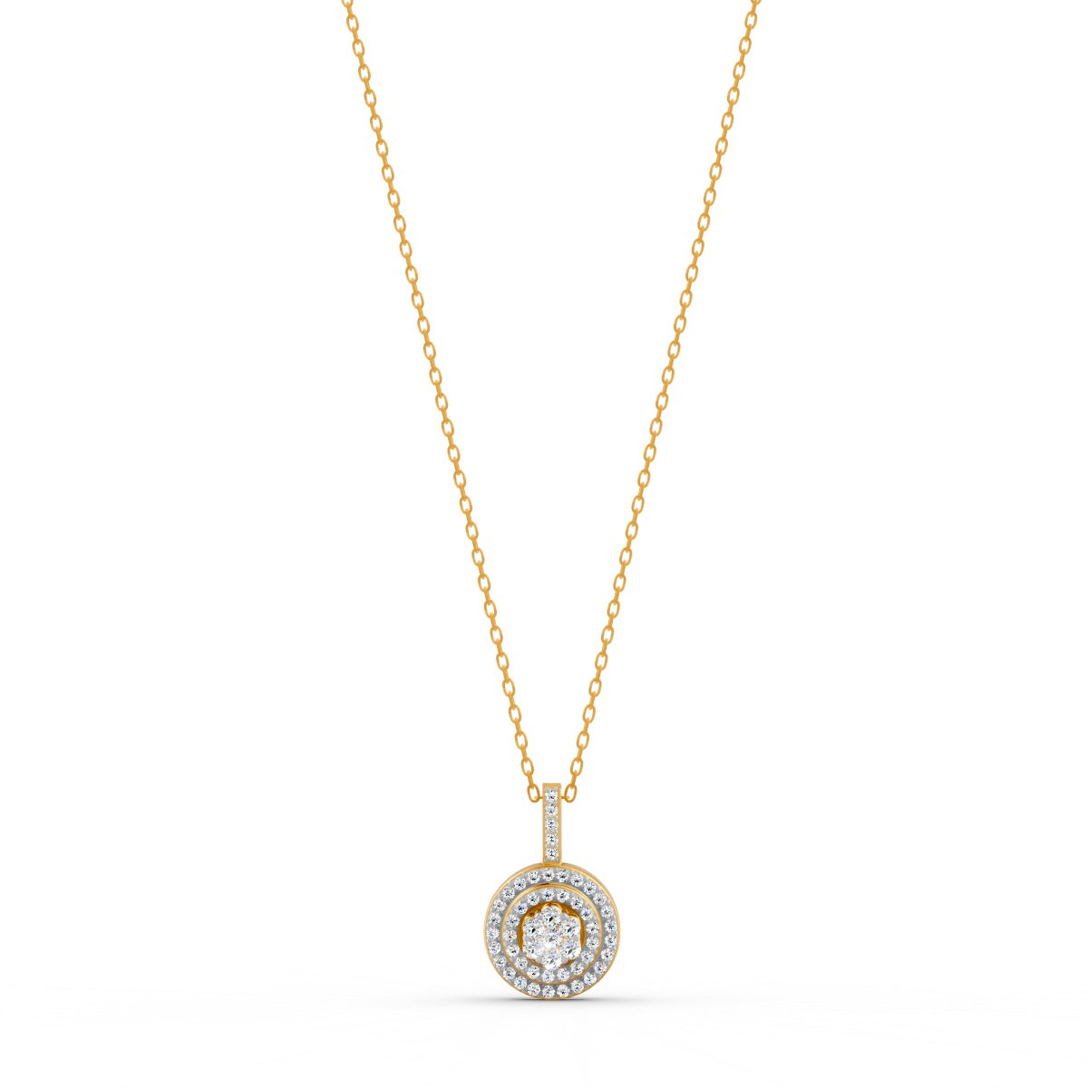0.50 Ct Round Cut Moissanite Women's Cluster Necklace Pendant 14K Gold Plated