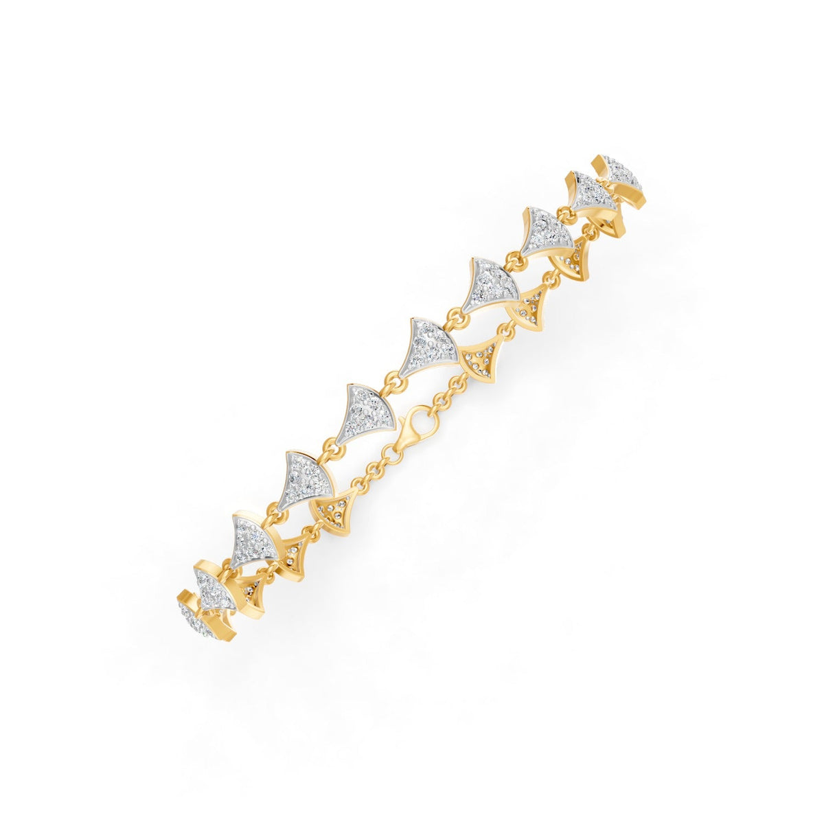1.06 Ct Round Cut Moissanite Cluster Link Bracelet 14K Yellow Gold Plated