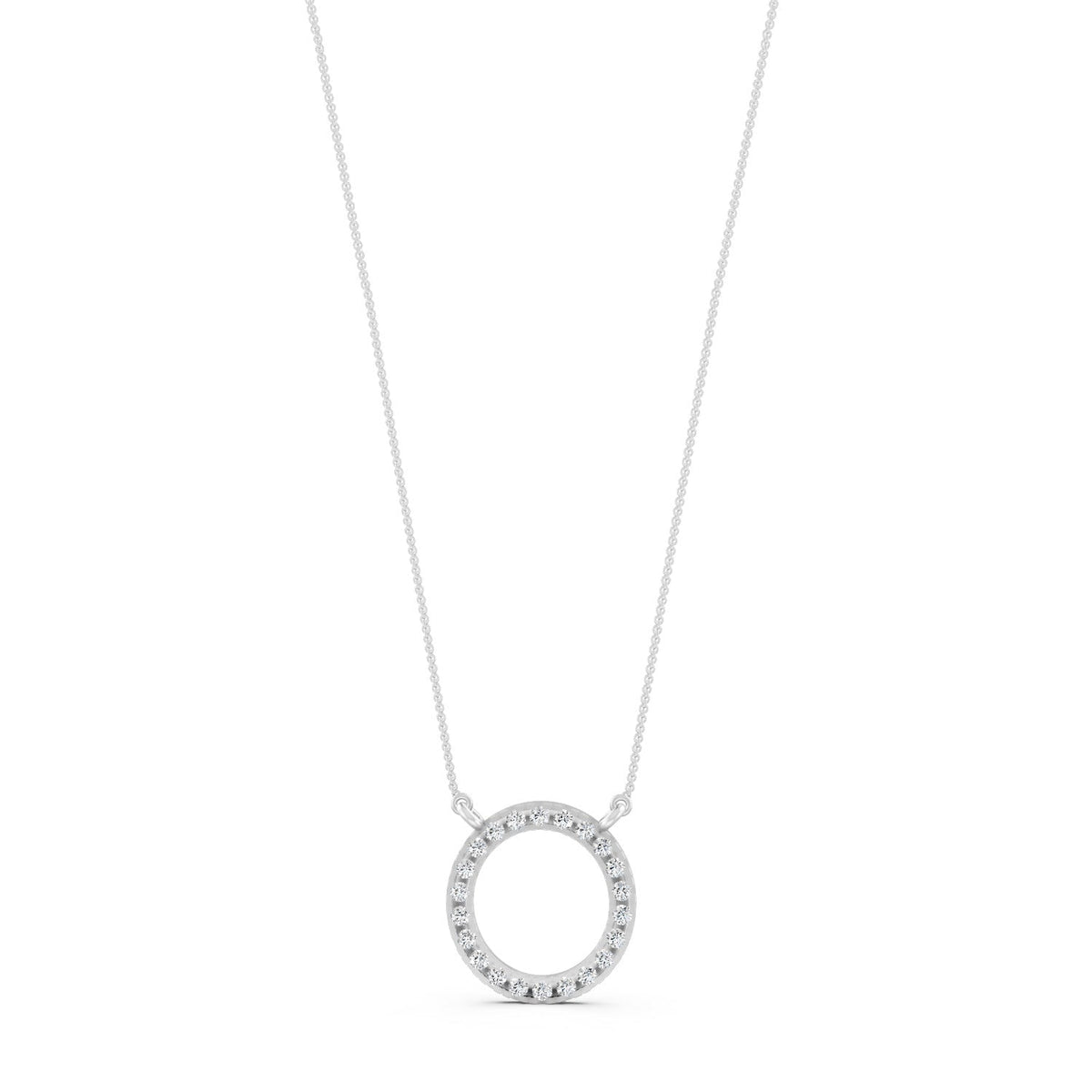 0.34Ct Round Cut Moissanite Circle Pendant Necklace 14K Yellow Gold Plated
