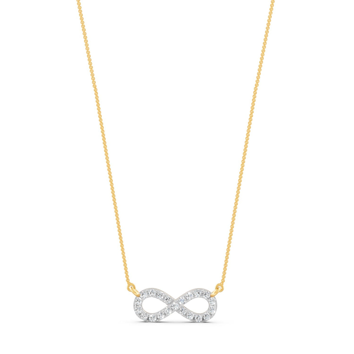 0.33Ct Round Cut Moissanite Infinity Pendant Necklace 14K Yellow Gold Plated