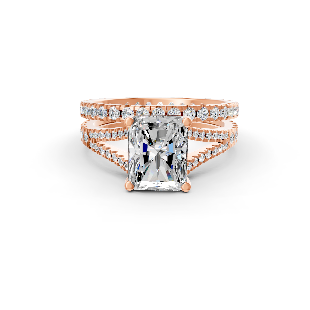 4Ct Radiant Cut Moissanite Bridal Engagement Ring 14K Yellow Gold Plated