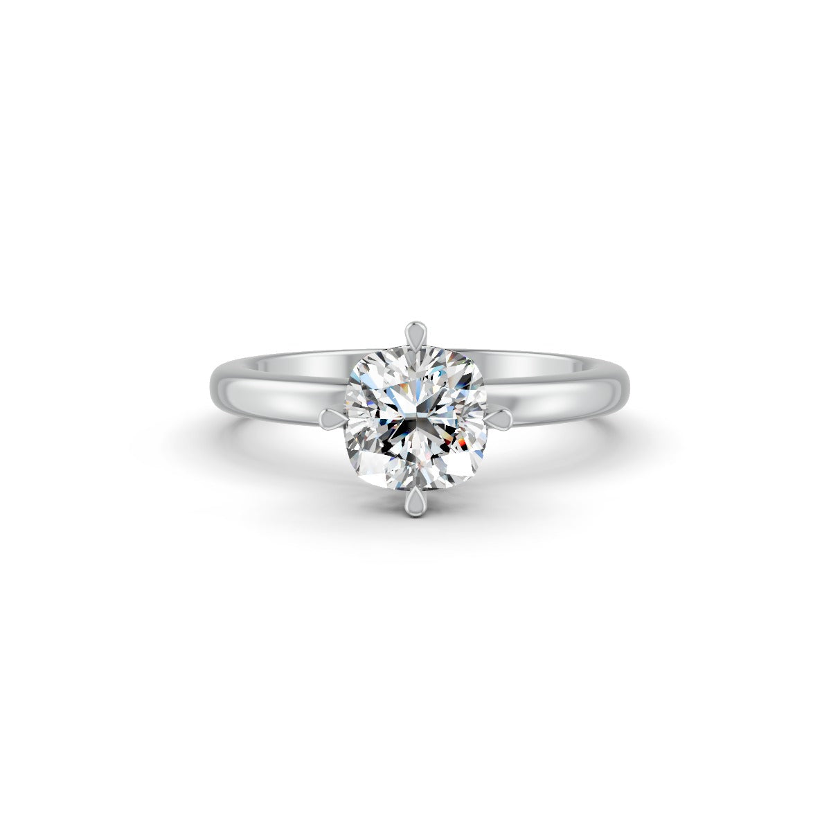 1-5 Ct Cushion Cut Real Moissanite Clow Prong Solitaire Ring 14K Yellow Gold Plated