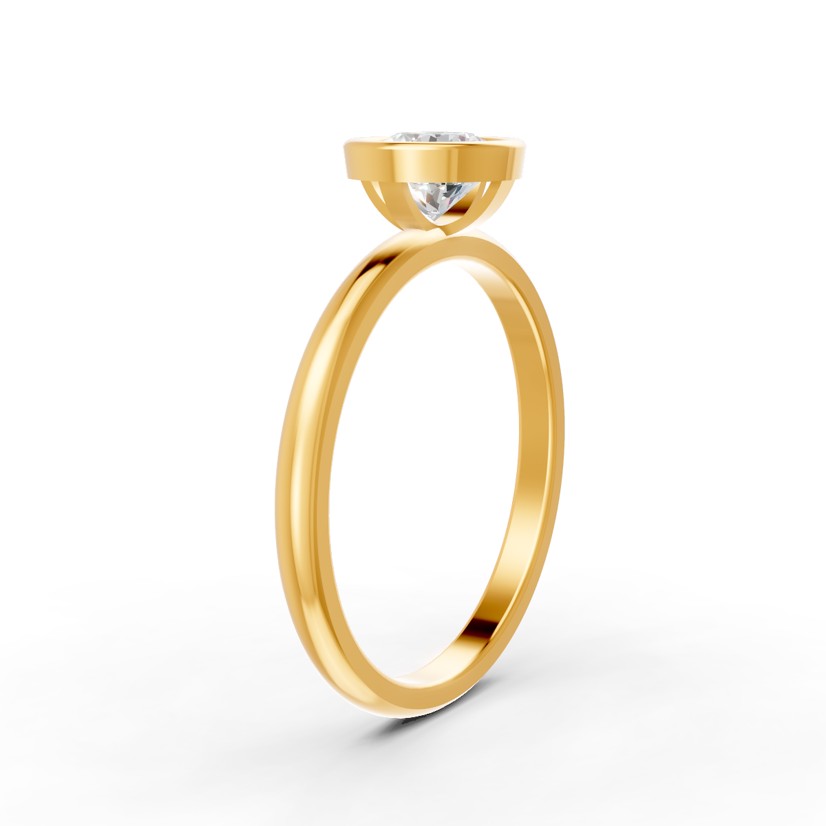 1-5 Ct Round Cut Real Moissanite Bezel Set Solitaire Ring 14K Yellow Gold Plated