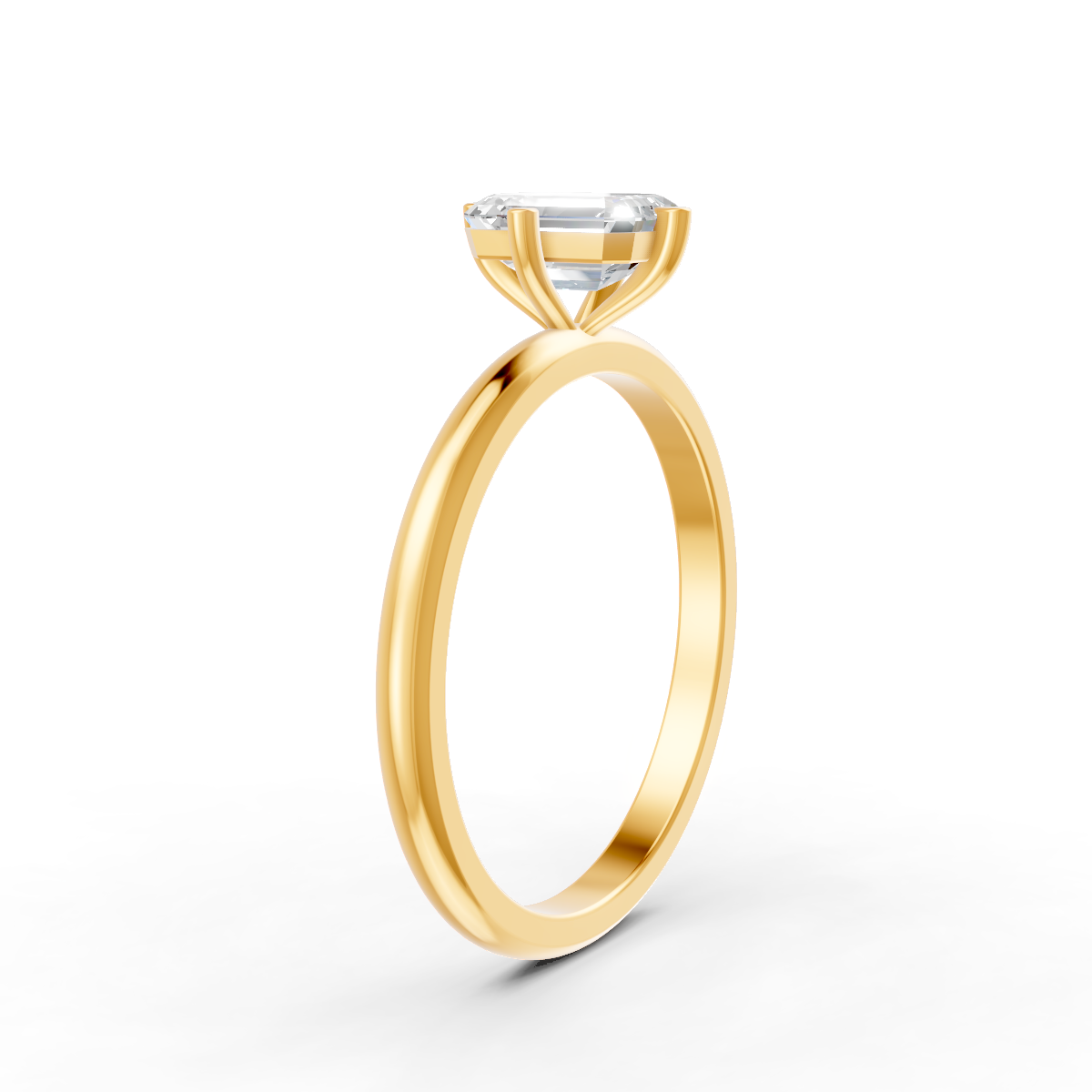 1-5 Ct Emerald Cut Real Moissanite 4 Prong Solitaire Ring 14K Yellow Gold Plated