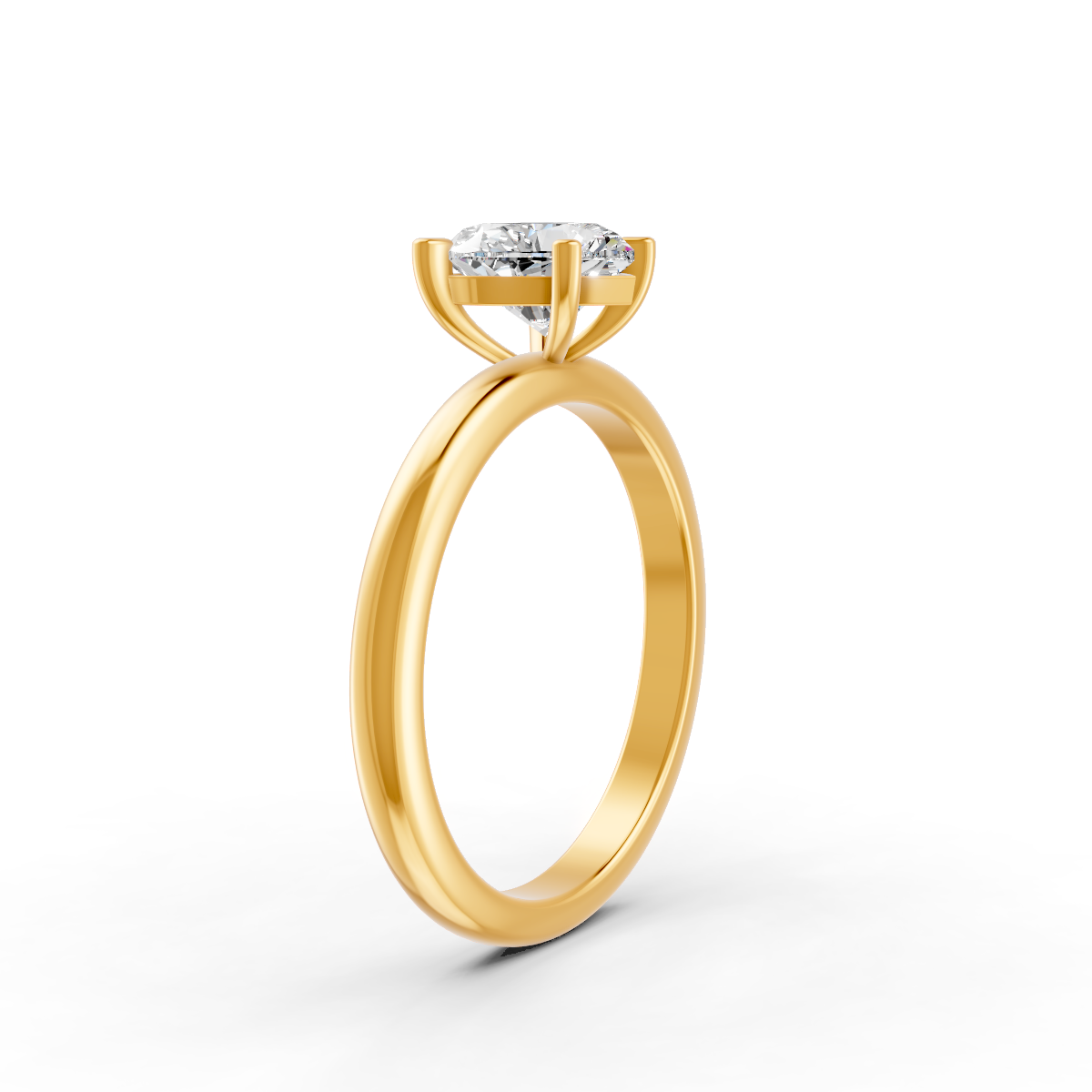 1-5 Ct Heart Cut Real Moissanite 4 Prong Solitaire Ring 14K Yellow Gold Plated