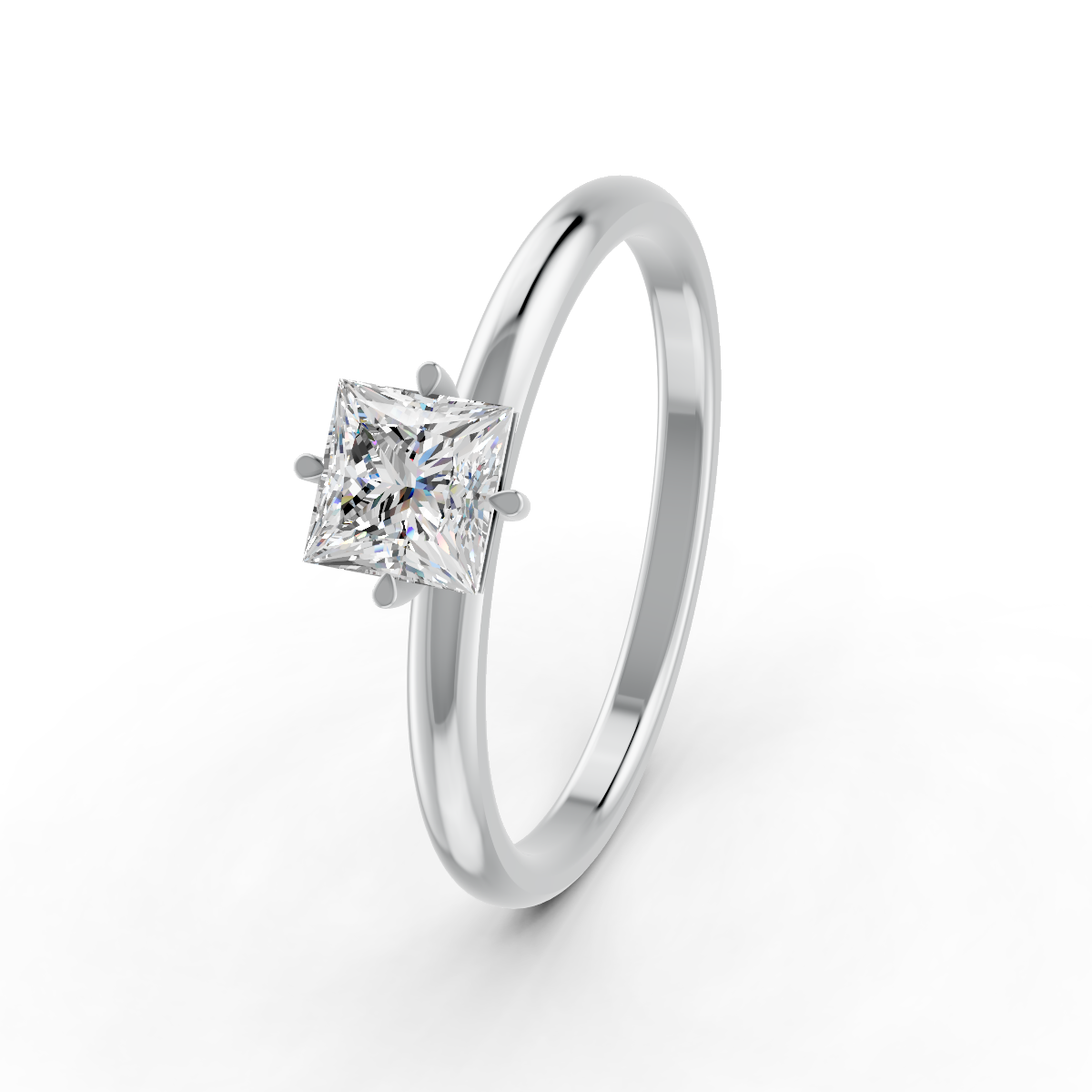 1-5 Ct Princess Cut Real Moissanite Claw Prong Solitaire Ring 14K Yellow Gold Plated