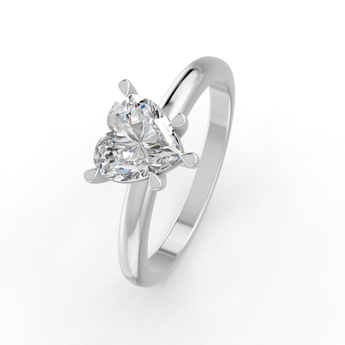 1-5 Ct Heart Cut Real Moissanite 5 Prong Solitaire Ring 14K Yellow Gold Plated