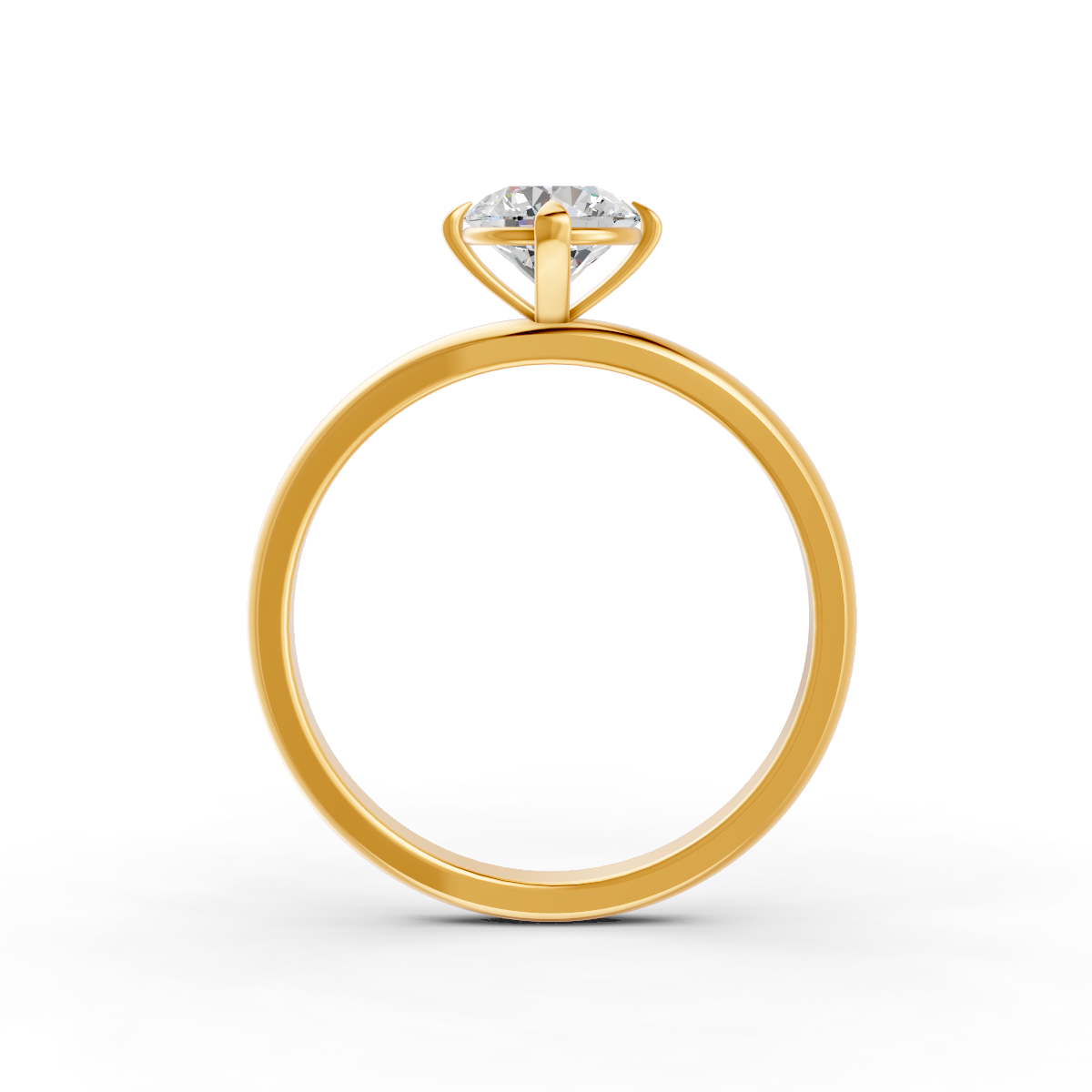 1-5 Ct Round Cut Real Moissanite 4 Prong Solitaire Ring 14K Yellow Gold Plated