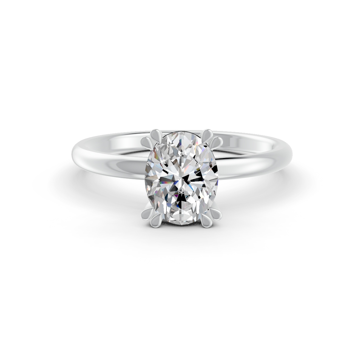 1-5 Ct Oval Cut Real Moissanite Double 4 Prong Solitaire Ring 14K Yellow Gold Plated